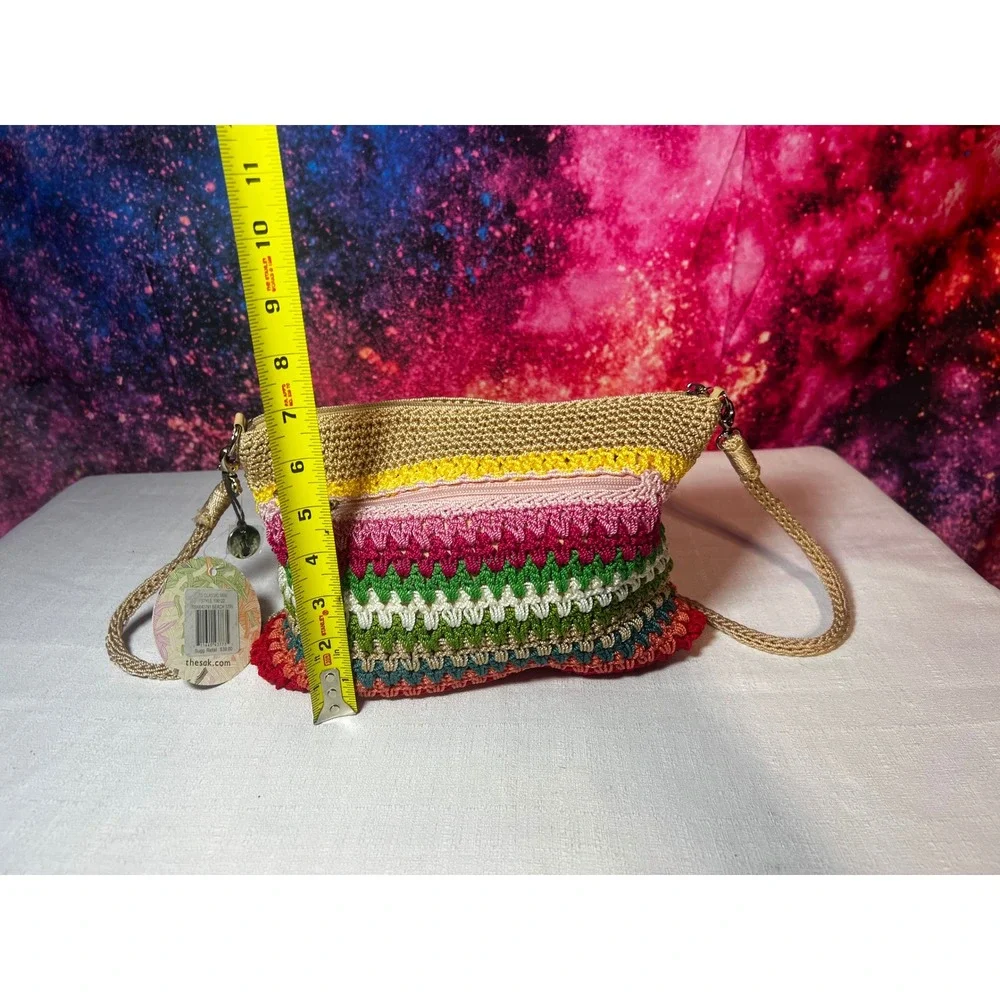 2014 The Sak Classic Mini Crossbody Bag Hand Crocheted Beach Stripe 106122 NEW
